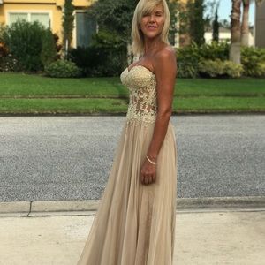 La Femme embroidered corset top dress